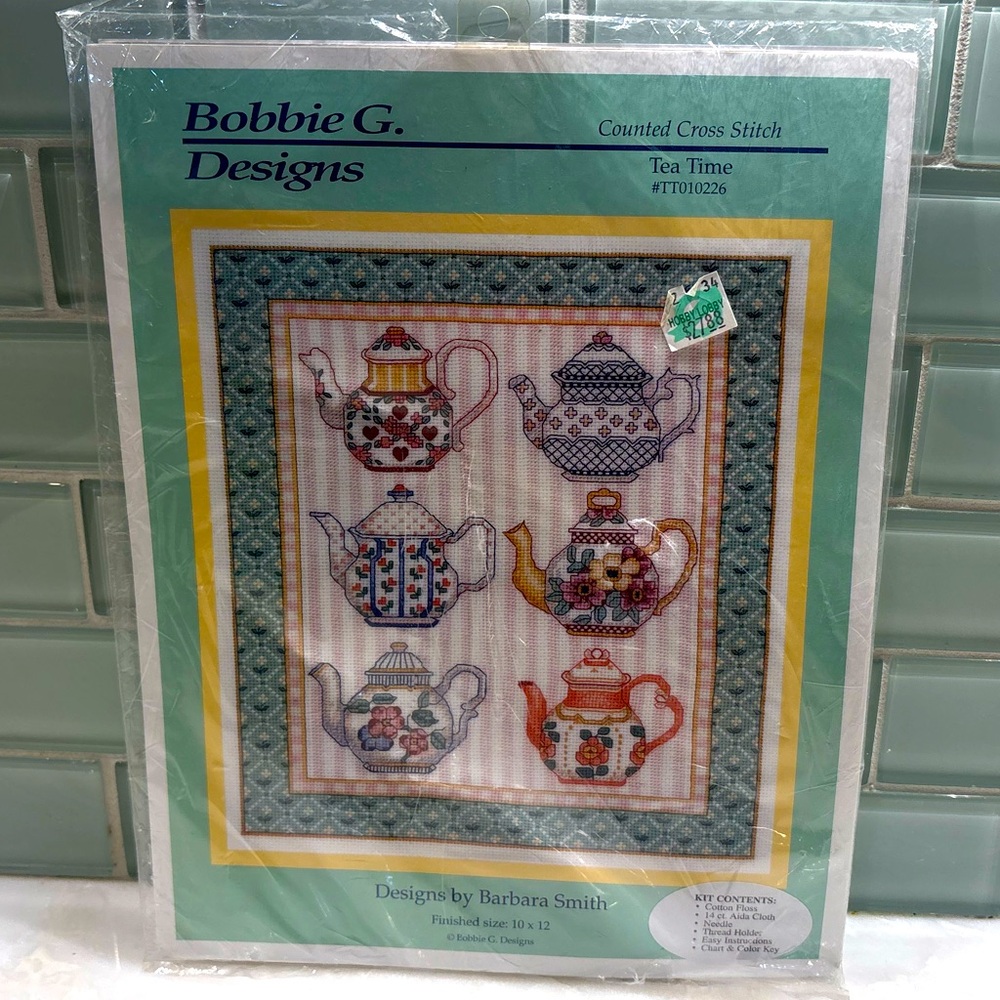 Bobbie G. Designs Tea Time 10" x 12" Counted Cross-Stitch Kit